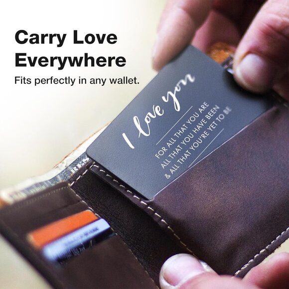 I Love You Wallet Card – Engraved Keepsake for Him or Her, Durable Metal Wallet - Picture 4 of 7